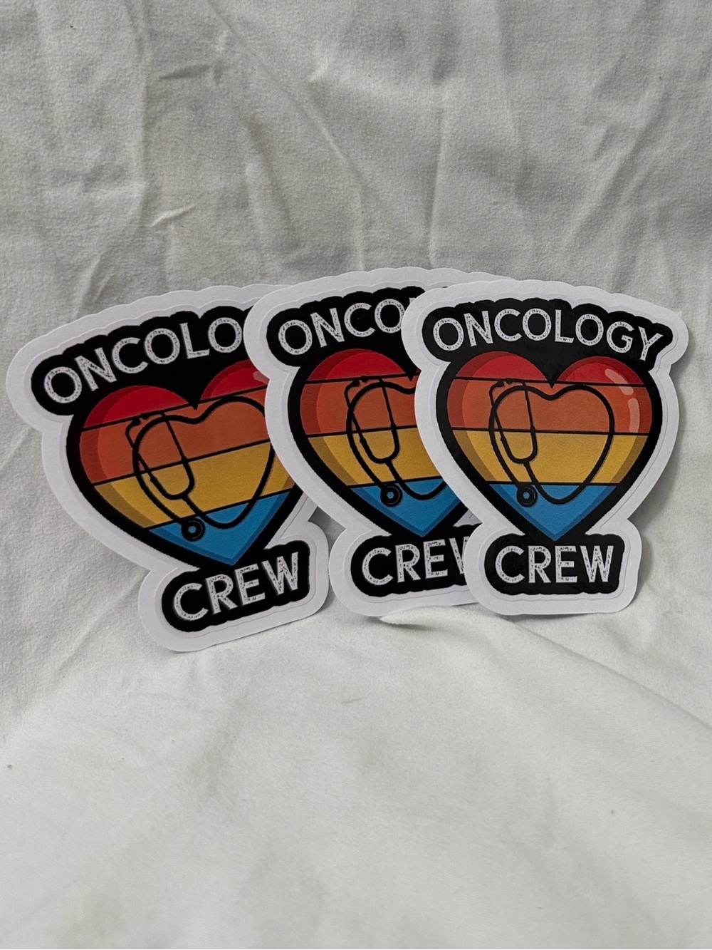Oncology Crew Heart Stickers - Rainbow Gradient